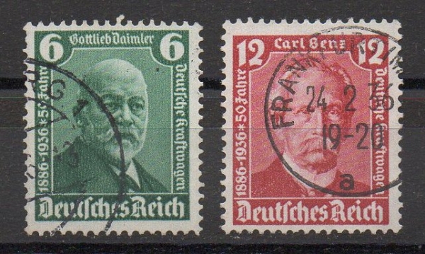 Michel Nr. 604 - 605, internationale Automobilausstellung gestempelt.